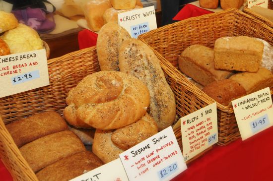 Bread for sale at a community market